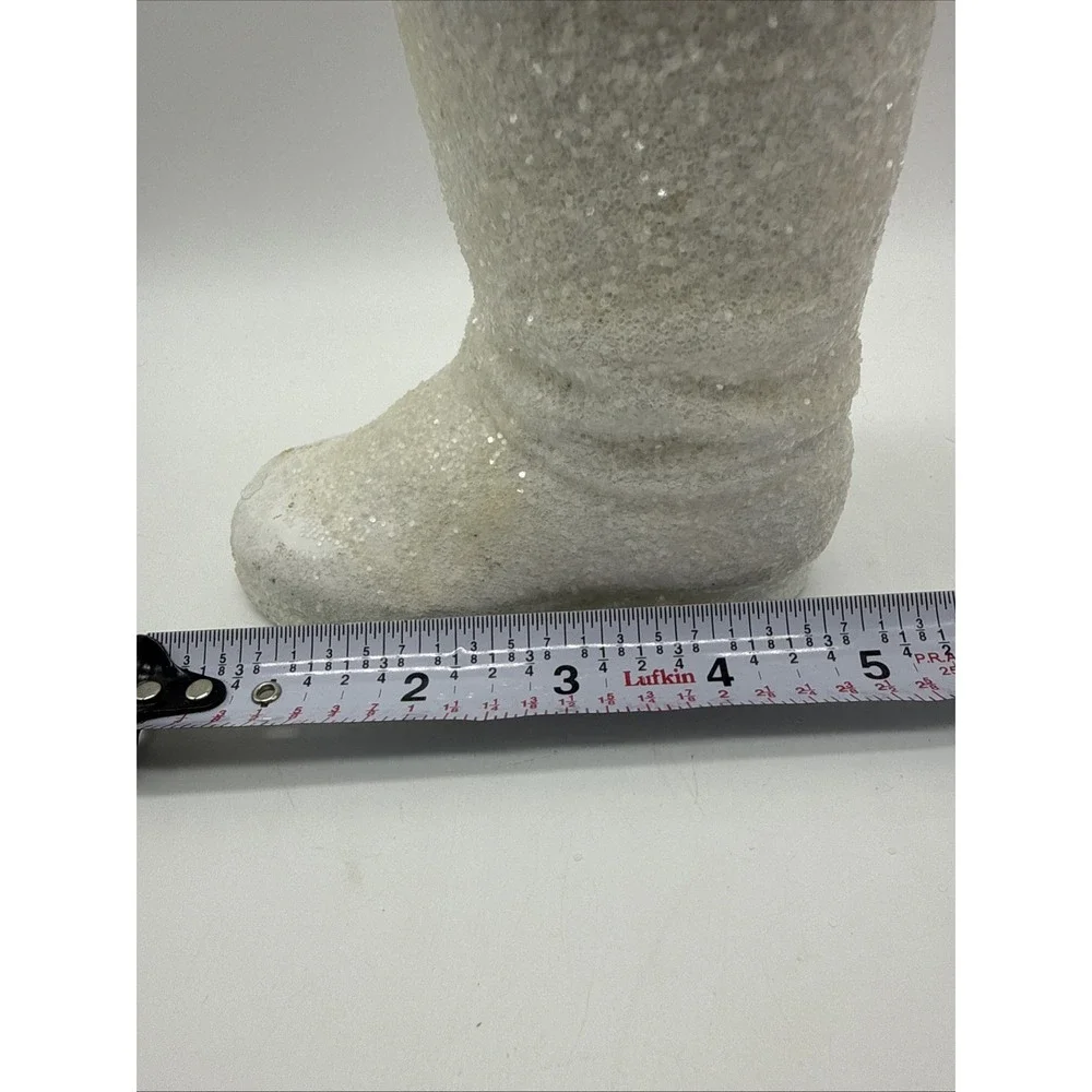 Glitter Angel in‎ Boot Figurine Vintage Shimmery Christmas Holiday Decor